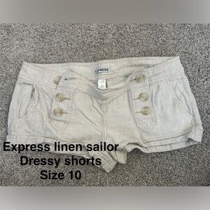 Express Women's Tan Linen Sailor Shorts
